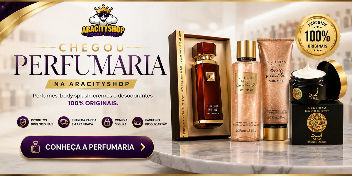Um frasco de perfume líquido elegante e de cor âmbar, com tampa dourada e base quadrada.