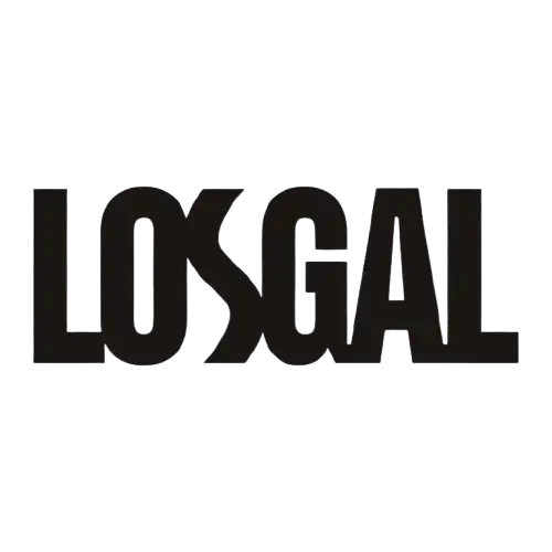 Logotipo "Black ’losgal’" com tipografia em negrito, estilo blocos e um brilho metálico sutil.