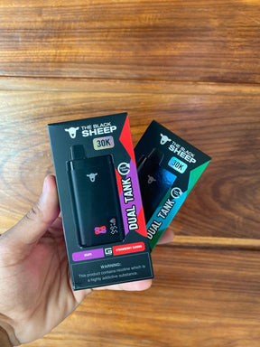 Black the black sheep dual tank 30k vape device em embalagem retail com design retangular e logo de ovelha sutil
