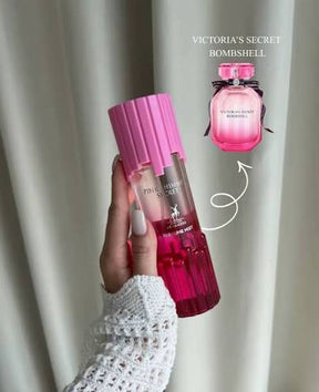 Garrafa vibrante rosa de vidro canelado do body splash pink simmer secret mansion alhambra com laço preto
