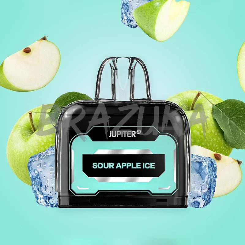 Cartucho refil maxbar jupiter 2 10k puffs em preto e verde água com design moderno e sabor sour apple ice
