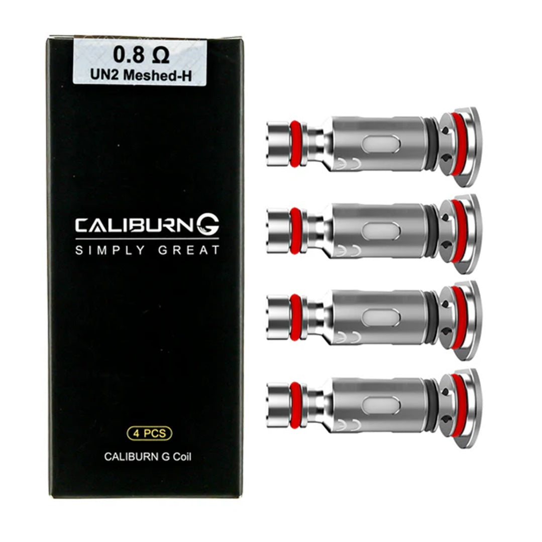 Coil caliburn g g2 prateado e vermelho com design em malha embalado em caixa preta 0.8 ω un2 meshed-h