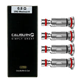 Coil caliburn g g2 prateado e vermelho com design em malha embalado em caixa preta 0.8 ω un2 meshed-h