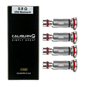 Coil caliburn g g2 prateado e vermelho com design em malha embalado em caixa preta 0.8 ω un2 meshed-h
