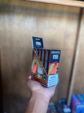 Caixas de pods ignite v155 ultra slim laranja e preto em display para venda