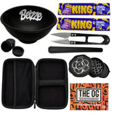Bowl preto beizze com logo branco estilo grafite do kit tabacaria 9 itens preto