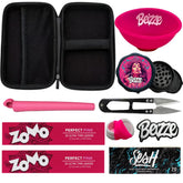 Tigela plástica rosa com logo branco bezze do kit tabacaria 9 itens rosa para organização de produtos