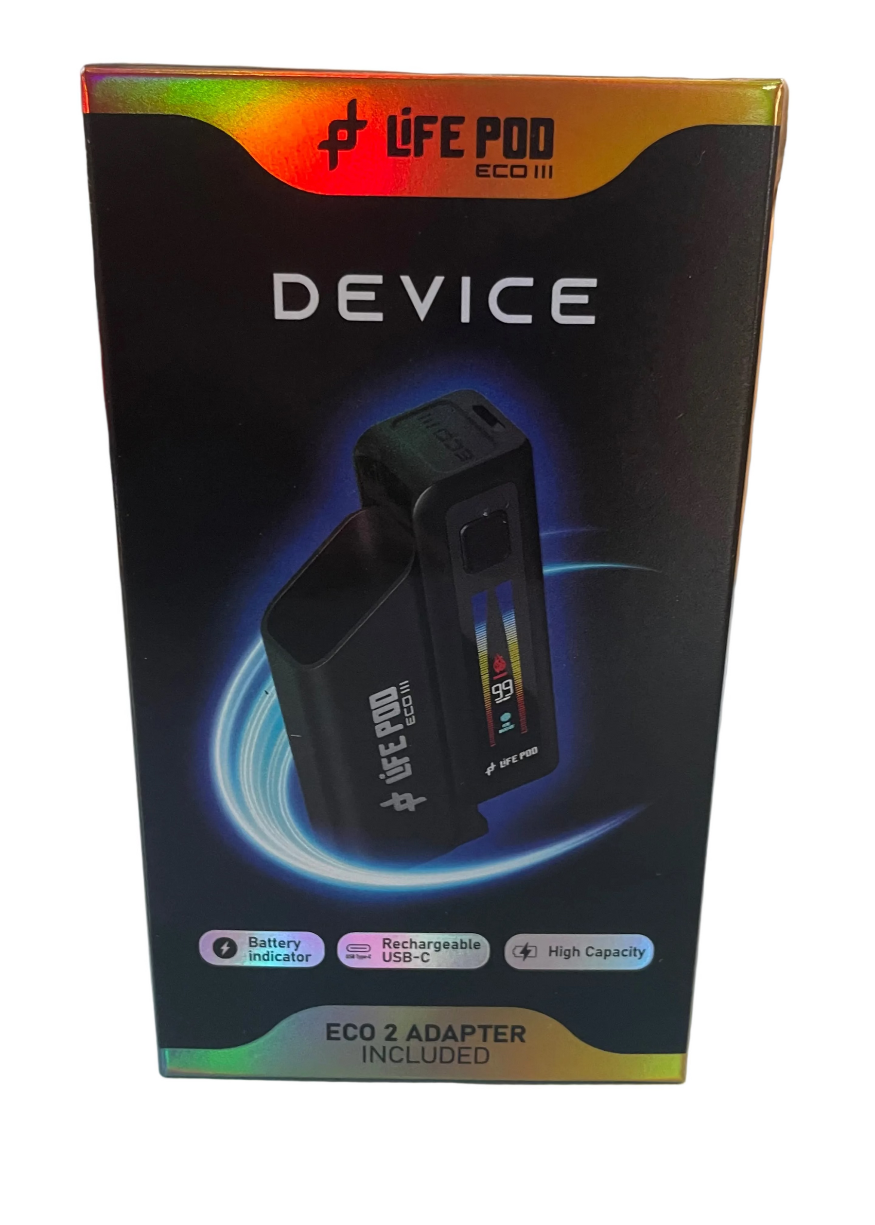 Carregador portátil eco iii preto life pod com indicador digital de bateria e porta usb-c