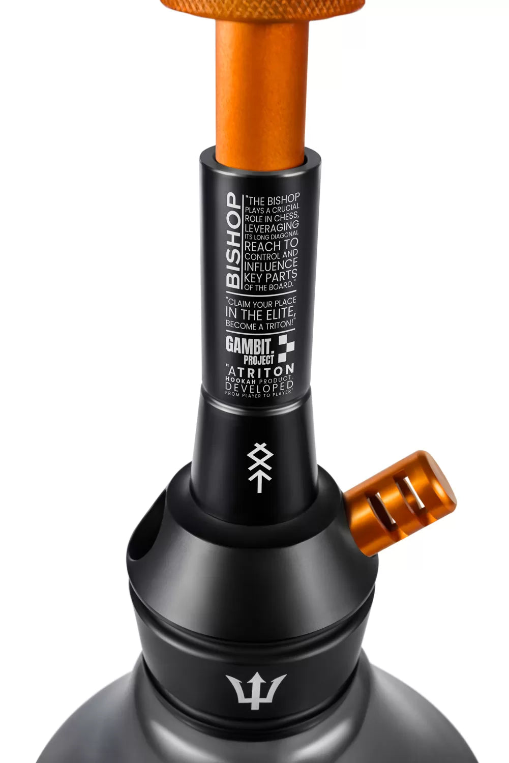 Narguilé triton bishop metálico preto e laranja com design moderno e gravações decorativas