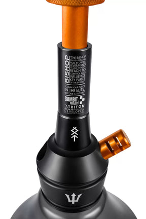 Narguilé triton bishop metálico preto e laranja com design moderno e gravações decorativas