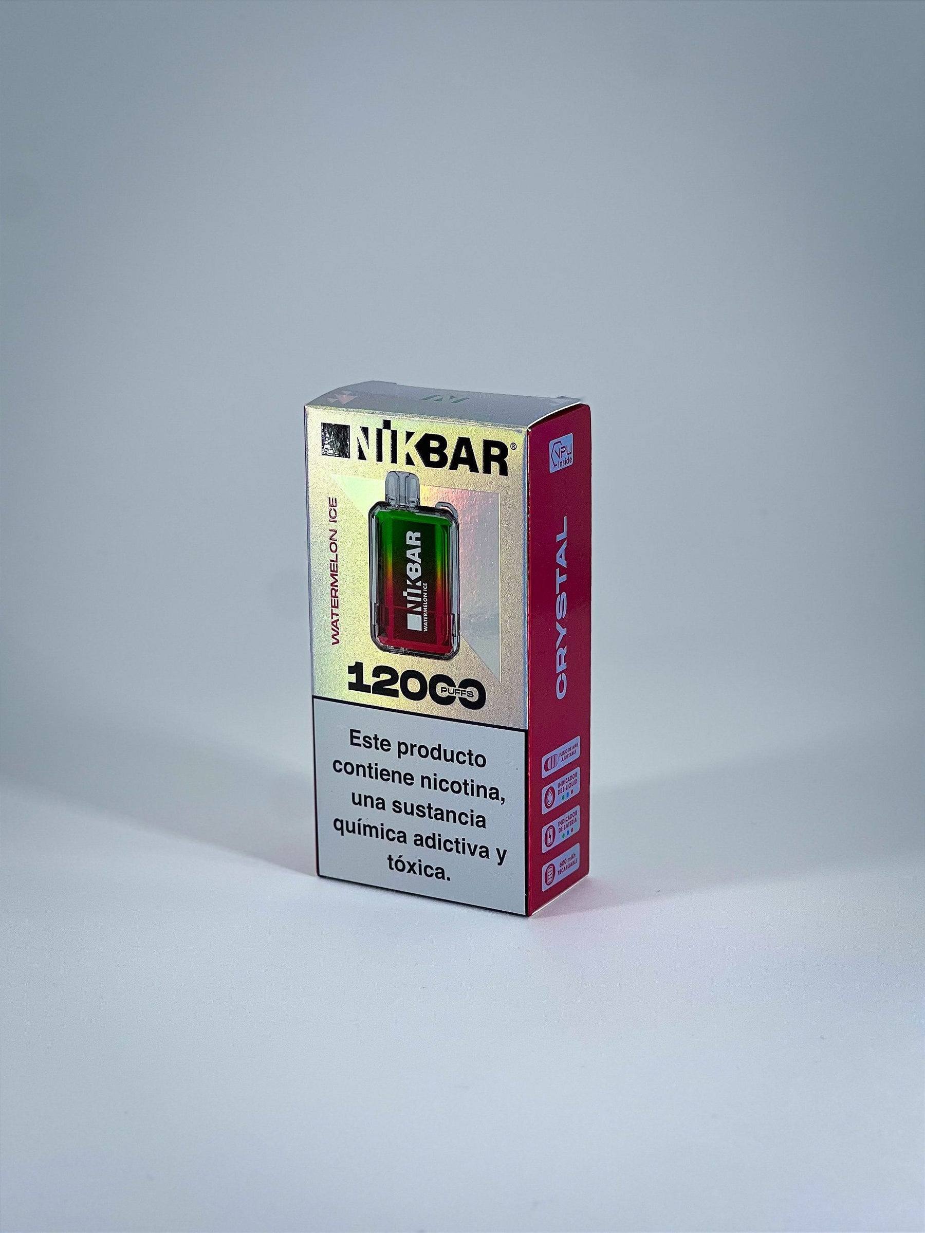 Pod descartável nikbar watermelon ice 120mah vape pen em design cristal vermelho e verde para 12000 puffs