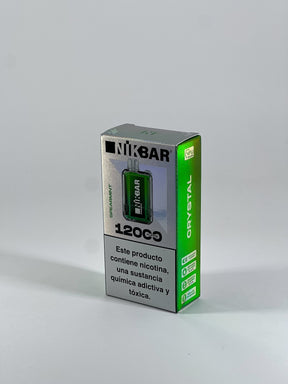 Pod descartável nikbar 12000 cristal verde e prata em embalagem retail com 12000 puffs