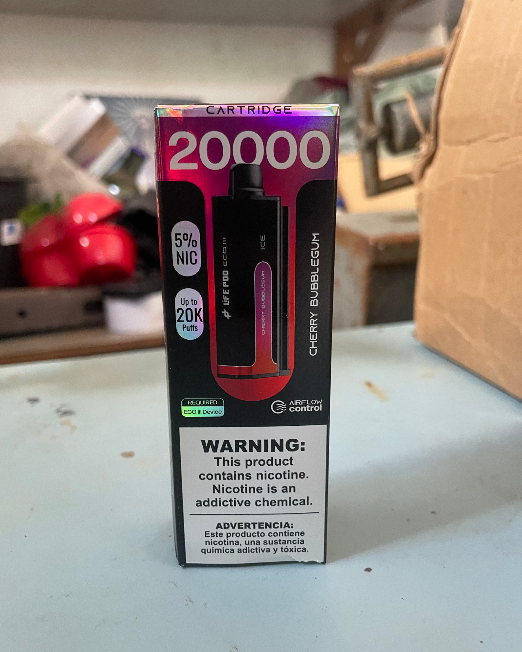 Cartucho de vape preto e vermelho sabor cherry bubblegum para dispositivo ufe pod eco iii no refil life pod eco iii 20000 puffs
