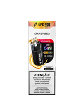 Refil recarregável life pod eco iii 5ml preto com top cap dourado e resistência mesh 0.6 em design cilíndrico elegante