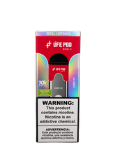 Refil life pod eco 10000puffs vermelho e prata com embalagem iridescente sabor candy ice