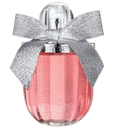 Frasco de perfume tester women’s secret rose seduction edp 100ml rosa com vidro canelado e laço prateado brilhante